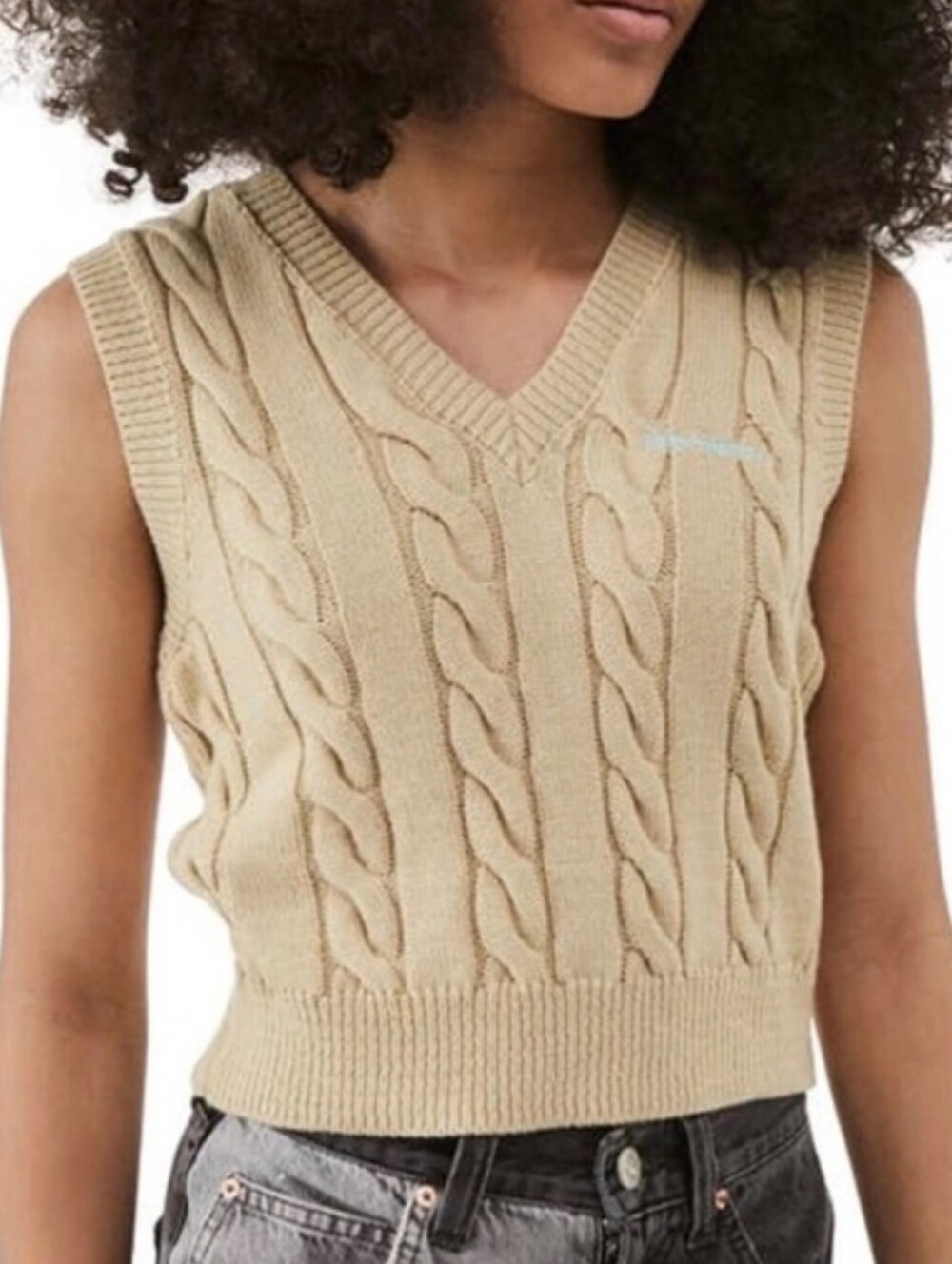 Iets Frans Beige V-Neck Sweater Vest Sz Medium Urban Outfitters